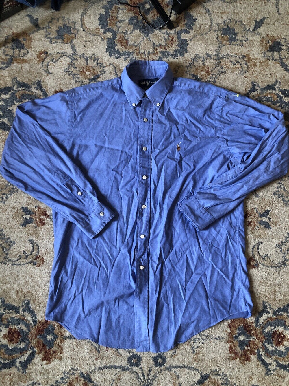 Ralph Lauren Yarmouth Pinpoint Oxford Dress Shirt Mens Size 15.5-33 Blue Cotton